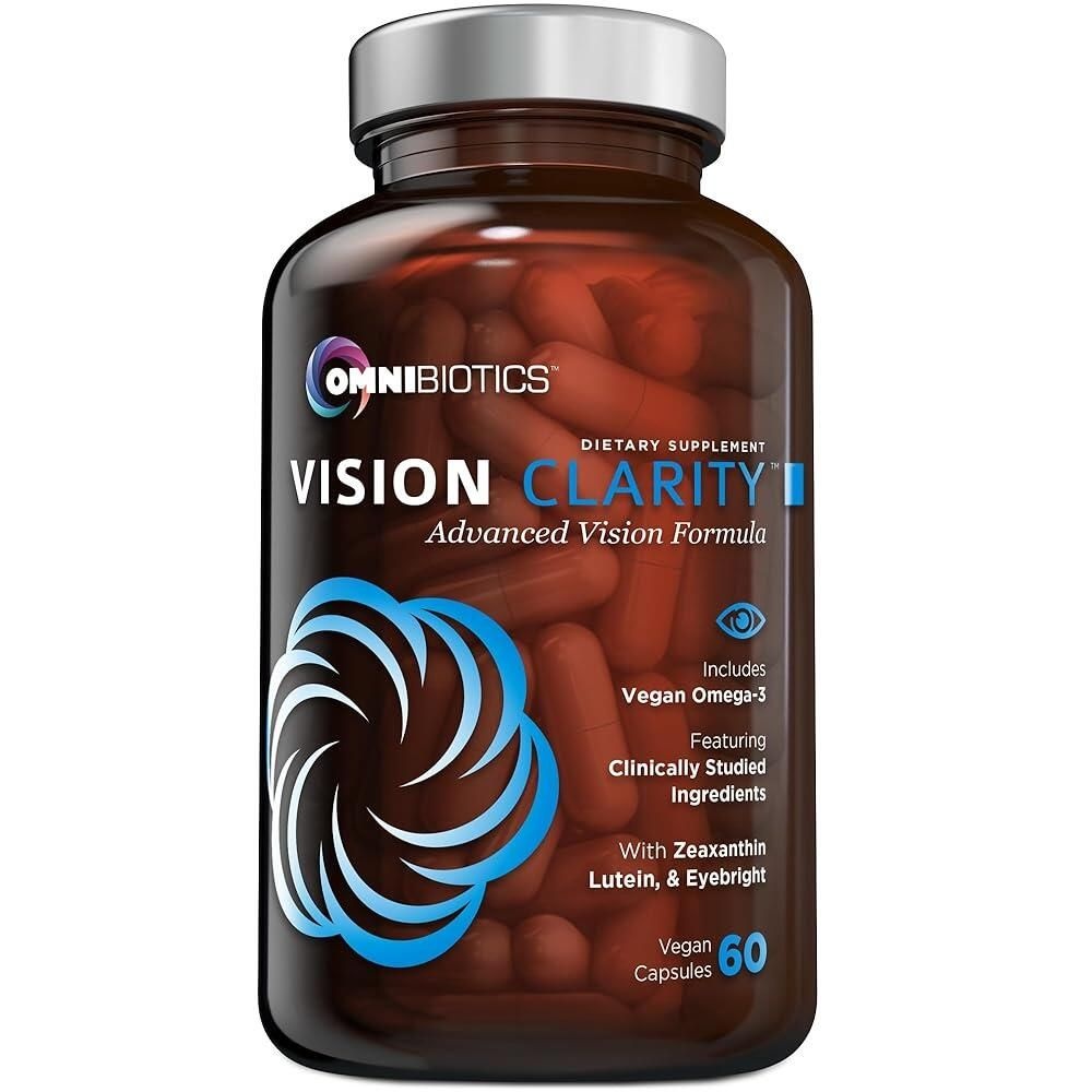 [해외] OmniBiotics Vision Clarity 눈 비타민 및 미네랄 보충제 - 성인용 루테인 및 제아잔틴 황반 건강 보충제 - 비건 캡슐 60개