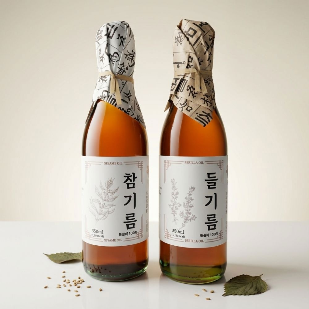 [온누리7%혜택]프리미엄 풍미가득 고소한 참기름/들기름 350ml 세트 6종 (참기름 1병+들기름 1병(총 2병))