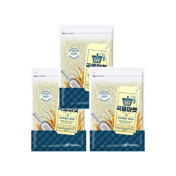 [더프레시] 곡물마켓 국내산 찰보리 500g x 3
