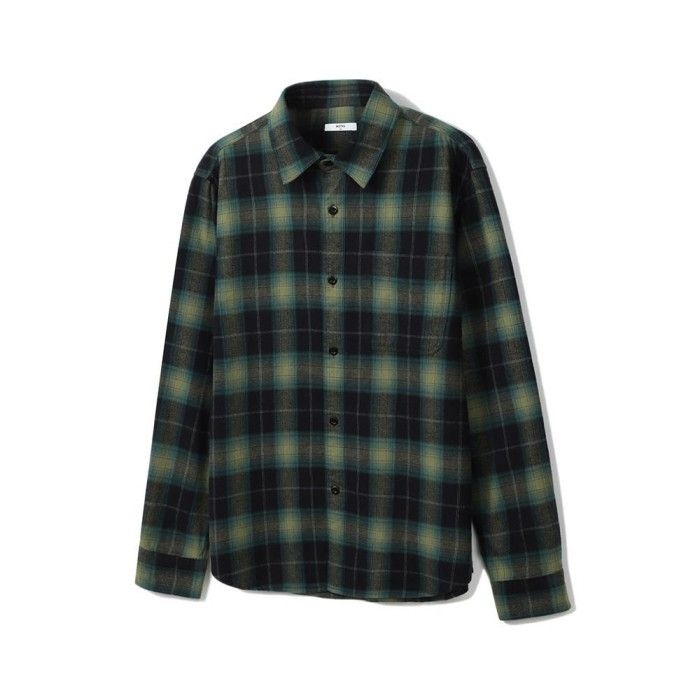 코튼 체크 세미오버핏 셔츠 그린_OKA3SHCL102E1