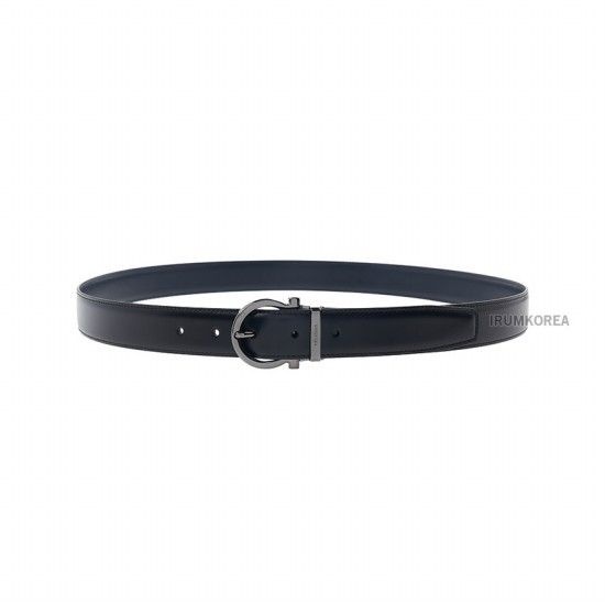 살바토레 페라가모 남성 프리커팅 간치니 로고 벨트 67 0302 NERO BLUE MARINE 0767704