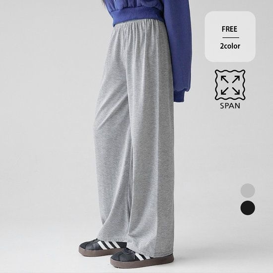 코튼클로젯 여성용 찰랑 스판 밴딩 트레이닝 와이드 팬츠 812207