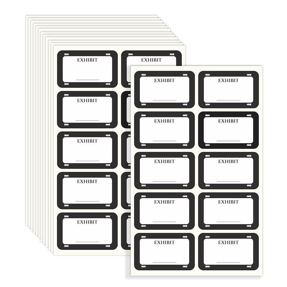 [해외] Rousrie Legal Exhibit 스티커, 레드 앤 화이트, 비닐, 520피스, 4.3 x 2.5cm(1.7 x 1인치), 사무실 문서 파일 분류용 일반 빈 라