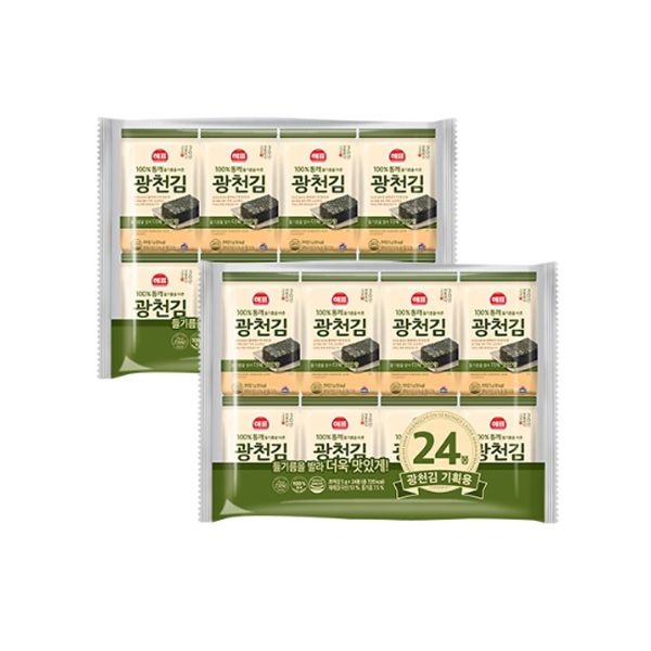 해표 100%통깨 들기름을 바른 광천김 5g x 24개입