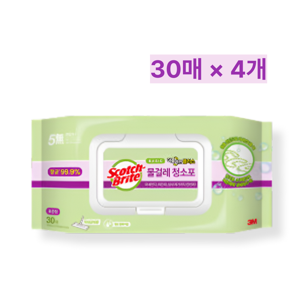 3M표준형 베이직 물걸레청소포 더블액션30매X4팩