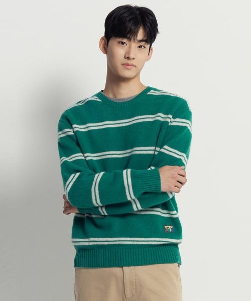 BEANPOLE MEN 빈폴 BEANPOLE MEN 푸즈예티 스트라이프 니트 그린 BC5X51C61M 344118