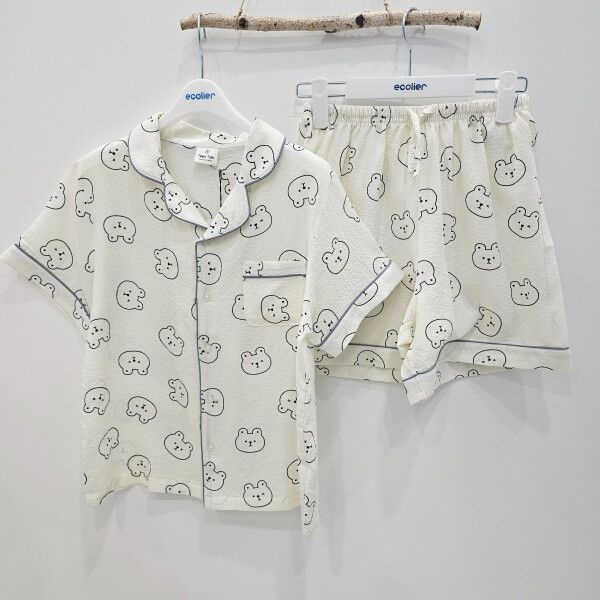 [에꼴리에 (패플)] [에꼴리에][시흥모다] 에꼴리에 주니어 쿨 시어서커 카라 파자마 잠옷세트 26OP753_SH