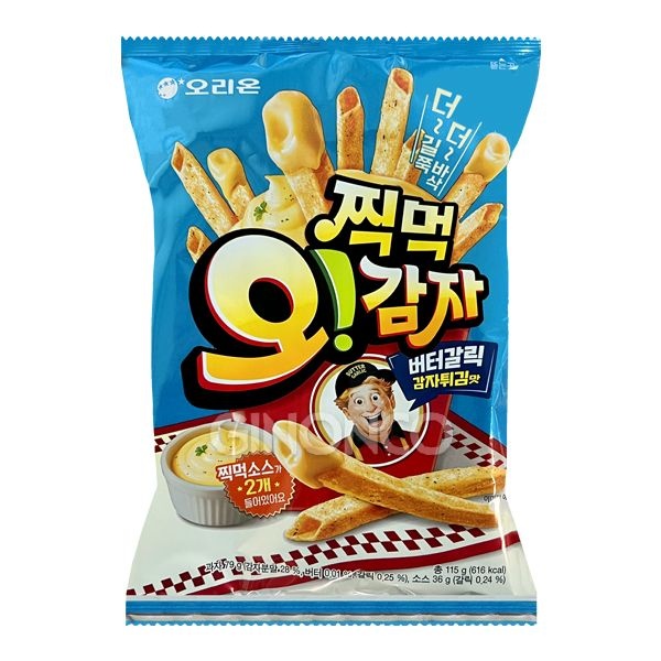 오리온 찍먹 오감자 버터갈릭감자튀김맛 115g 찍어먹는 과자 갈릭디핑 안주