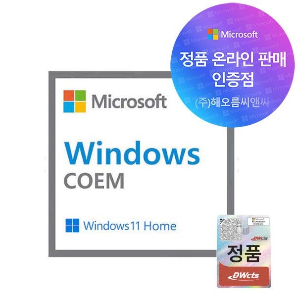 마이크로소프트 Microsoft 윈도우11홈 DSP Windows11 Home 운영체제 설치 정품 기기 종속형