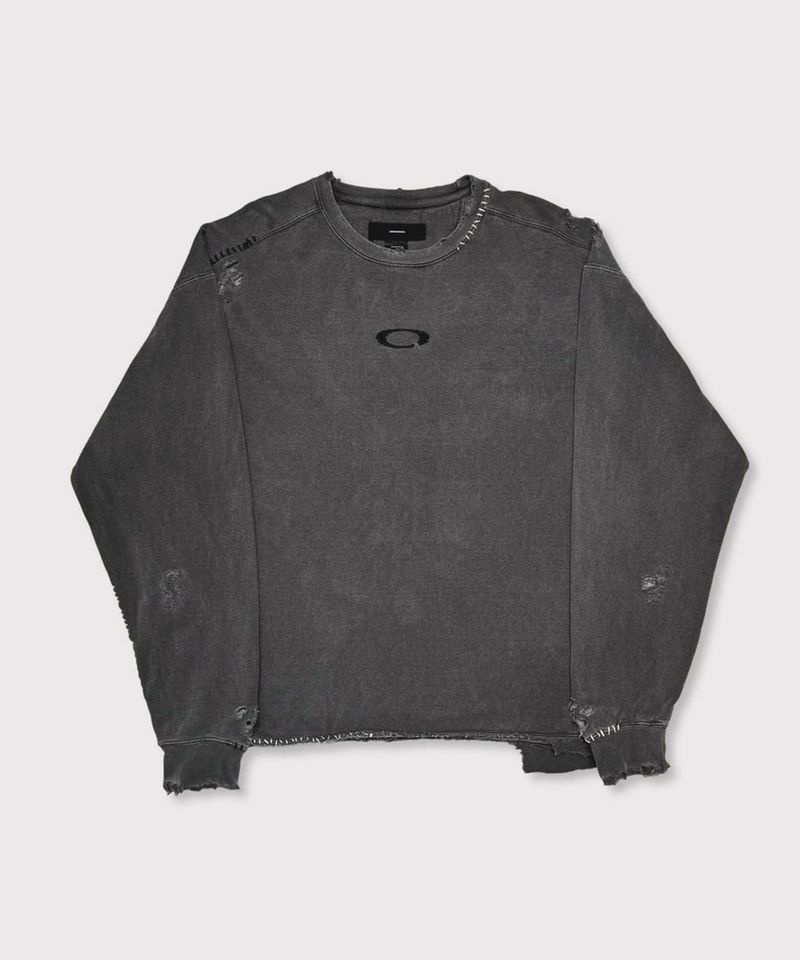MINUS Inactive Crew Sweat With Repaired AGED BLACK MINUS 3113570