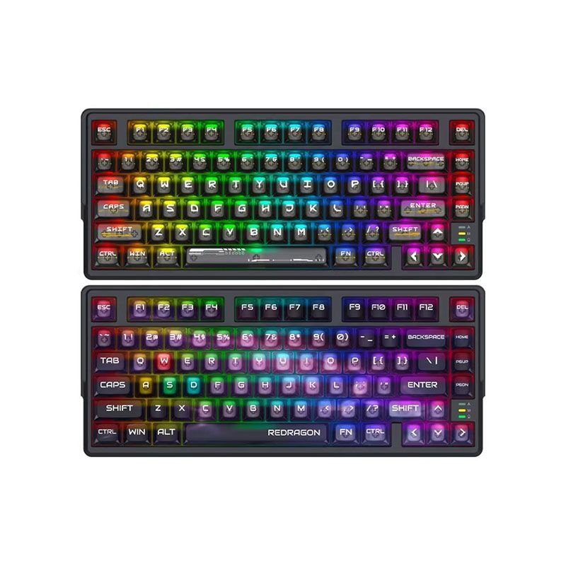 [해외] 리드래곤 REDRAGON R82pro 투명 RGB 3모드 게이밍 기계식 키보드 무선 게이밍 마그네틱 축 키보드 알루미늄 합금