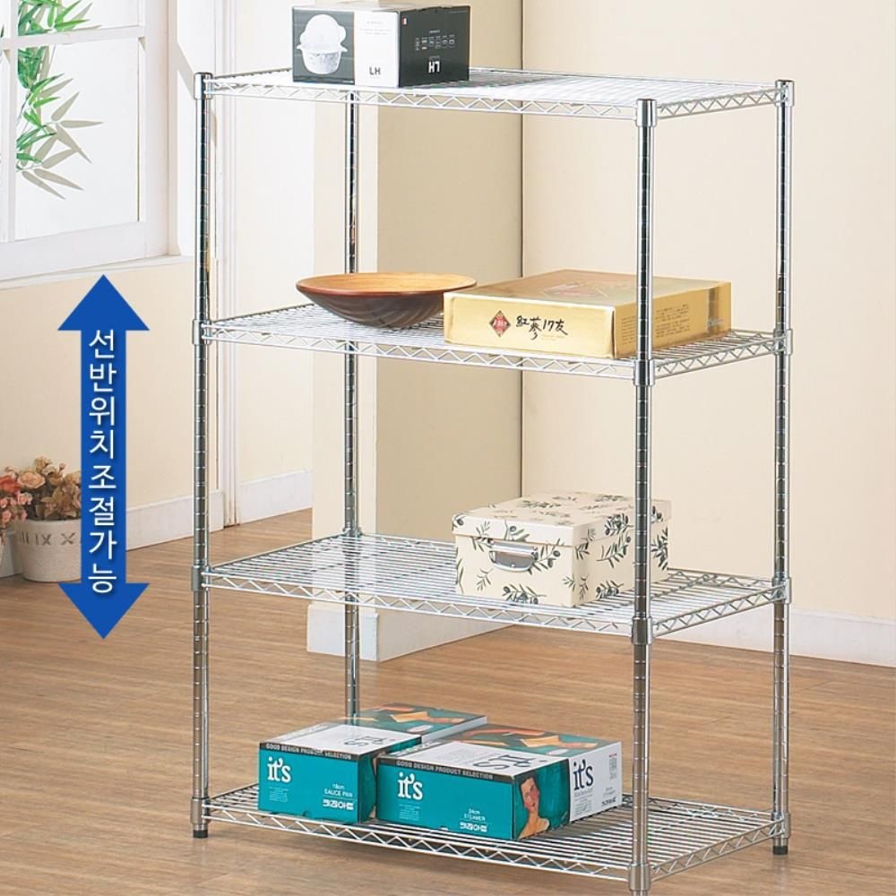 다용도실 베란다정리 메탈랙 선반 900 4단 보관대 간편조립 세탁실 식당 실버랙