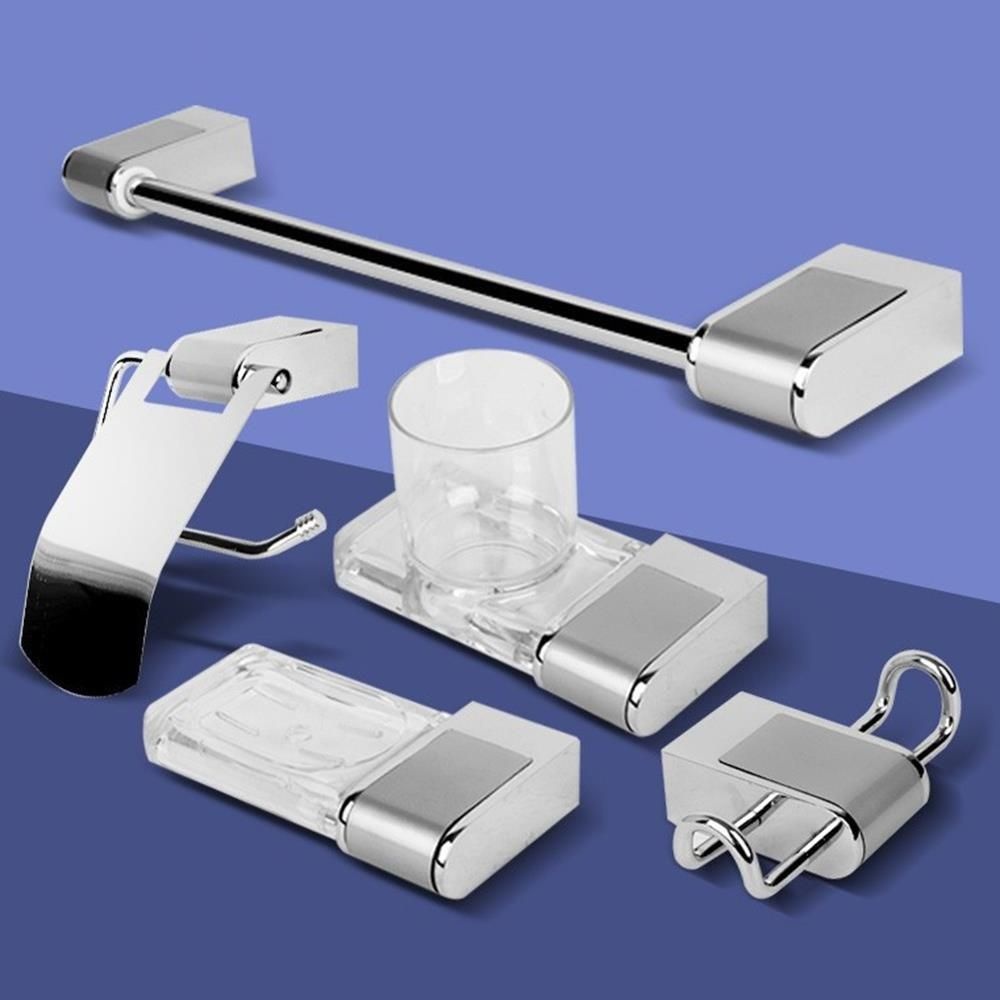 아카시아리빙 비누받침 양치컵 욕실욕품정리5종세트 실버 수건바 욕실악세사리 브라켓용 행거