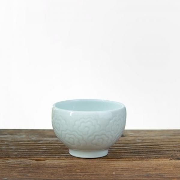 ( )이천도자기 조각목단 매실잔 찻잔 8.5cm 식기 그릇 플레이팅