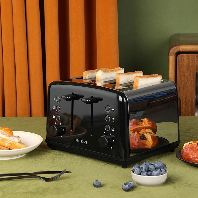 [해외] 스테인리스 4구 토스터기 상업용 호텔 레스토랑 대용량 샌드위치 오븐 베이커리