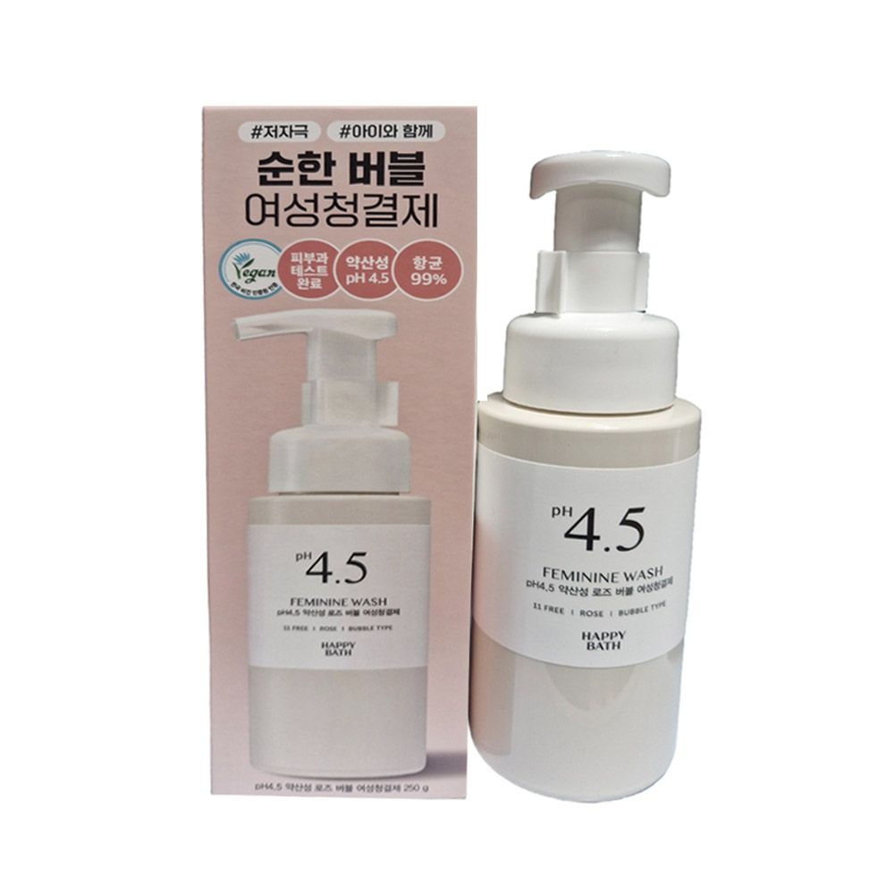 해피바스 여성청결제 pH4.5 약산성 로즈 버블 250mlx2개 Y존 저자극 데일리 여성세정제