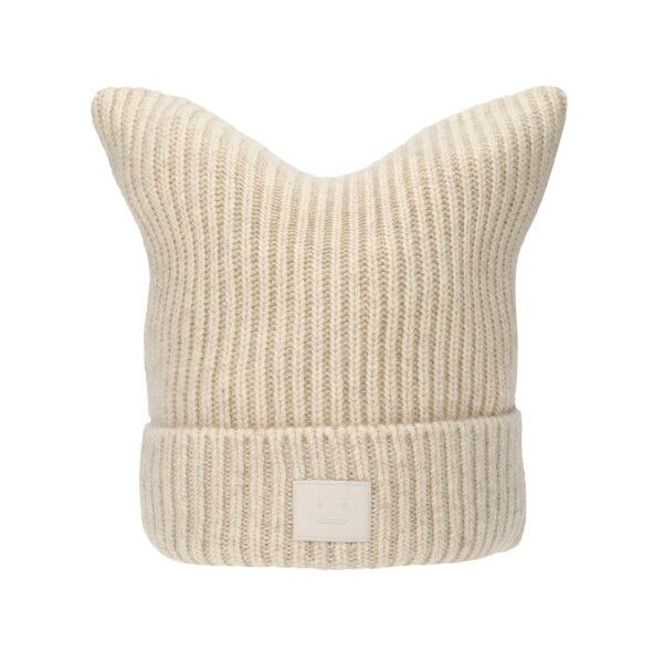 ACNE STUDIO 아크네 스튜디오 [아크네 스튜디오] [아크네] 남녀공용 페이스 로고 패치 비니 모자(C40426 OATMEAL MELANGE)