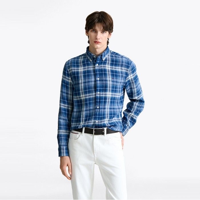 [공식][정상가:219,000원] [Regular fit] 린넨 미디엄 체크 셔츠 T12F3WSH310MT10MS