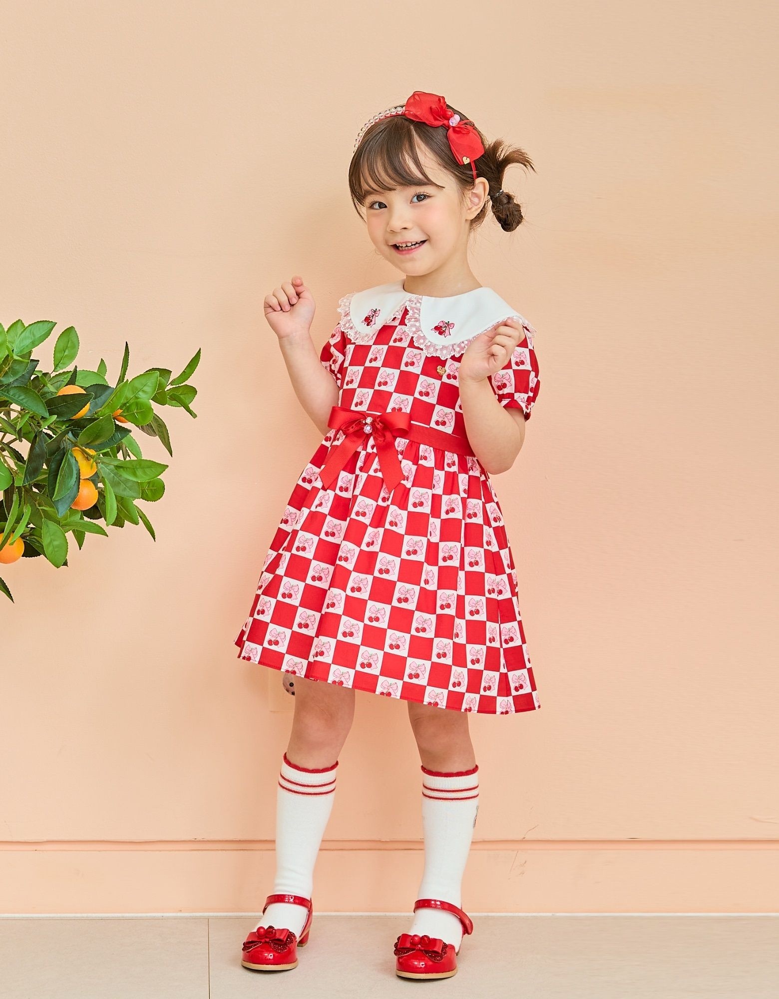 프렌치캣 백 RED 앵두 체크 OPS Q42DAO070C