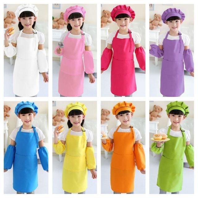 아동 무지앞치마 쉐프모자 팔토시 풀세트 미술 요리 어린이앞치마 아동앞치마 유아앞치마 어린이집앞치마