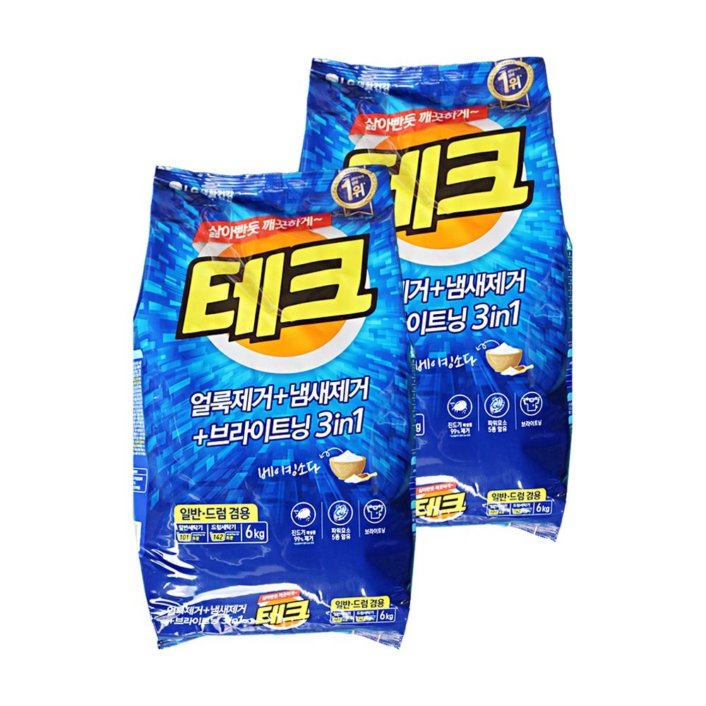 테크 가성비세제 파워효소 가루세제 베이킹소다 겸용 세탁세제 엘지 6kg 2개