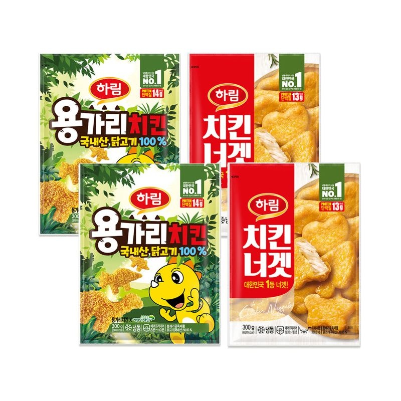 [온누리7%혜택][하림] 용가리치킨 300g 2개 + 치킨너겟 300g 2개