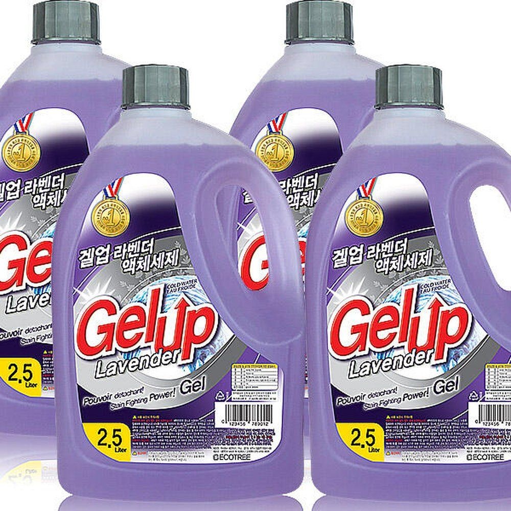 겔업 찌든때제거 일반 액체세탁세제 드럼 라벤더 총 2.5L 4개 10000ml