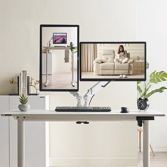 (주)에보니아 멜린 모티터홀더 (듀얼) 모니터암 거치대 2대거치 32인치 (클램프 그로밋)