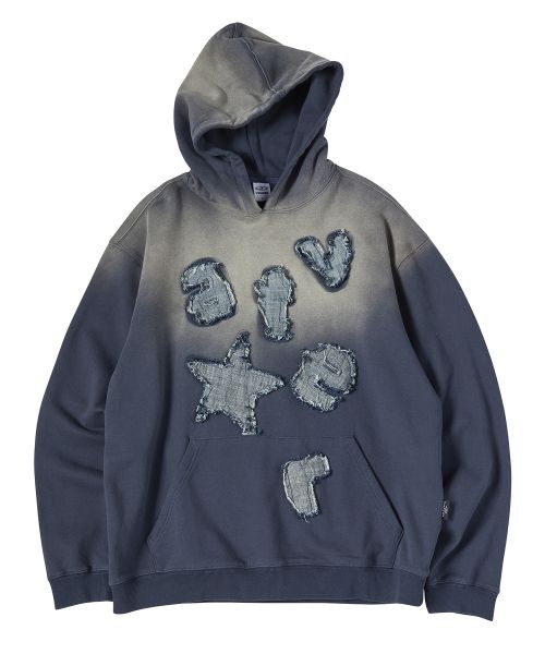 TRAVEL 트래블 TRAVEL 데님 패치 아르떼 워시드 후드티 네이비 TRTXSSHD34UN9 420601