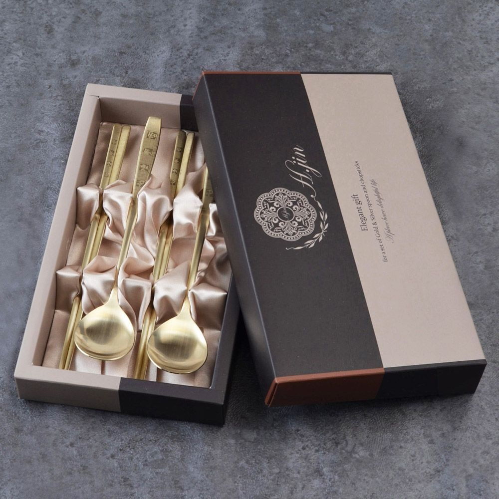 에이치진 현진 모던 사군자 티타늄수저세트(A/B스타일) 외국인선물 중국인바이어 일본인손님 한국적인기념품 단체선물