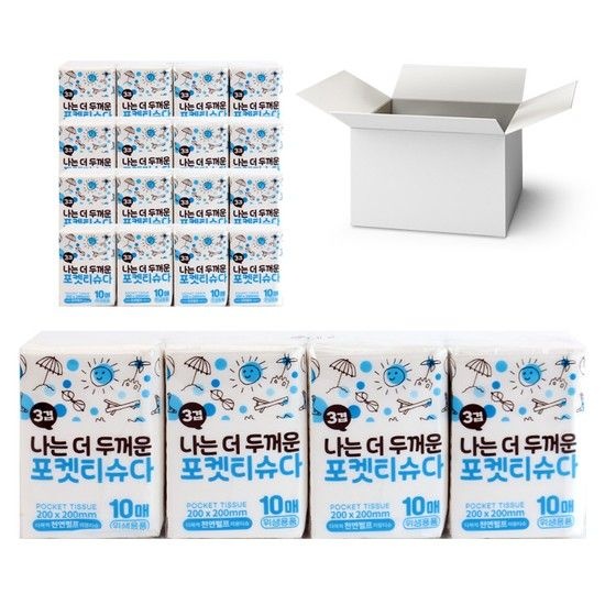 기타(ECT.) 케이티 더 두꺼운 포켓티슈 10매X8개 1박스 120개입 /휴지 휴대용 여행용