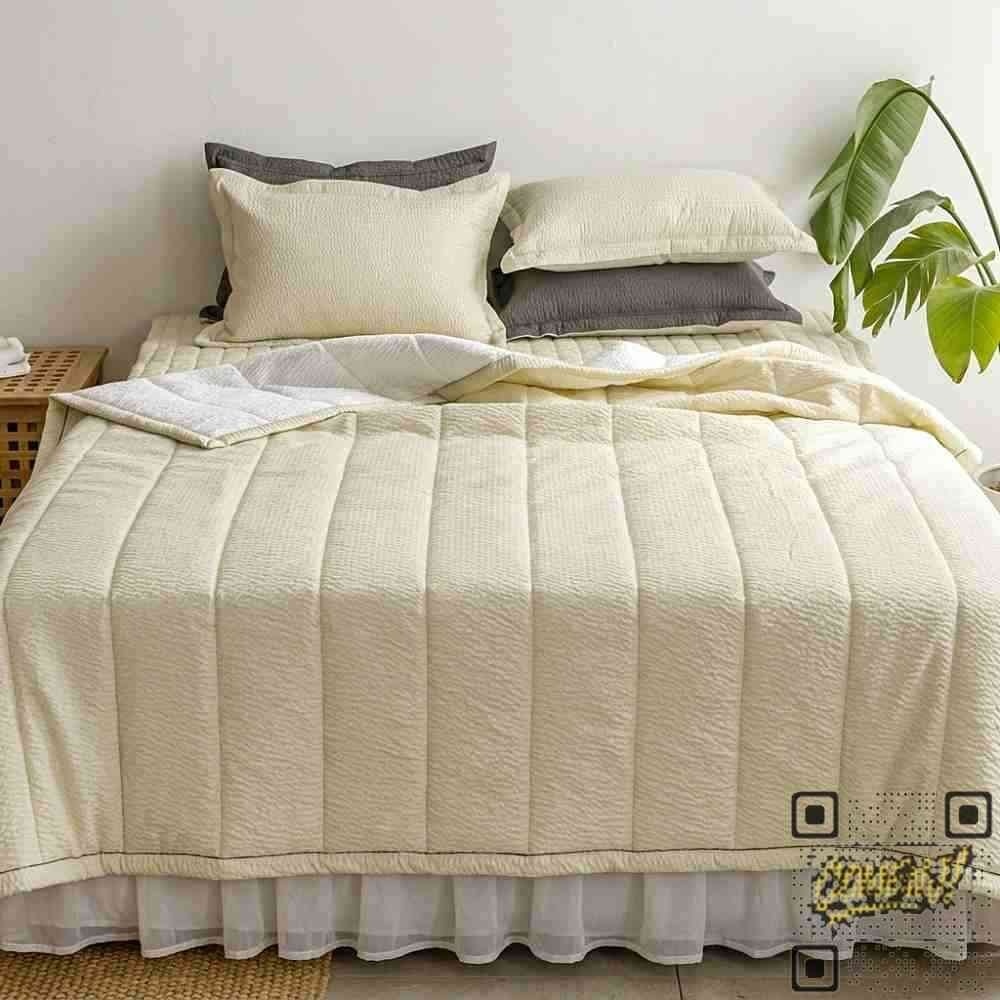 리브하우스 협력업체 열대야 통기성 땀띠예방 시어서커 여름이불 체크 홑이불 냉감