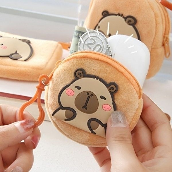 카피바라 동전 지갑 미니 파우치 일본 엔화 키링 케이스