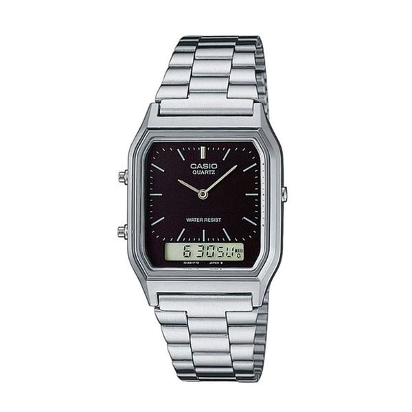 카시오 카시오 AQ-230A-1D 정품 공용 스퀘어 메탈 손목 시계