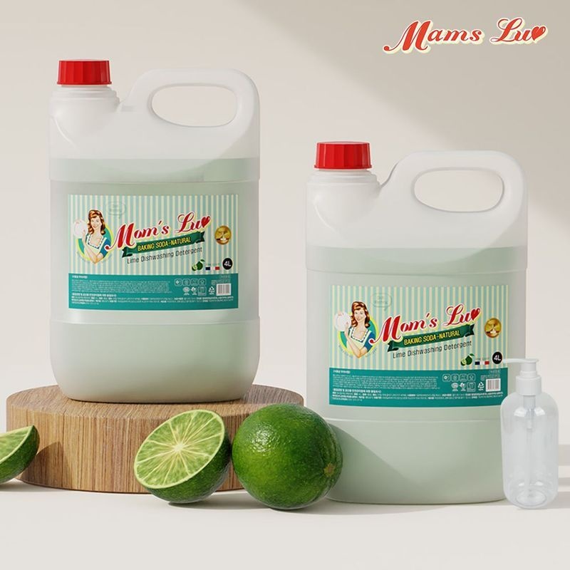 [테스트]맘스럽 주방세제 4LX2개+리필용기1개 대용량 저자극 라임향 과일야채세척 세제[35779484]