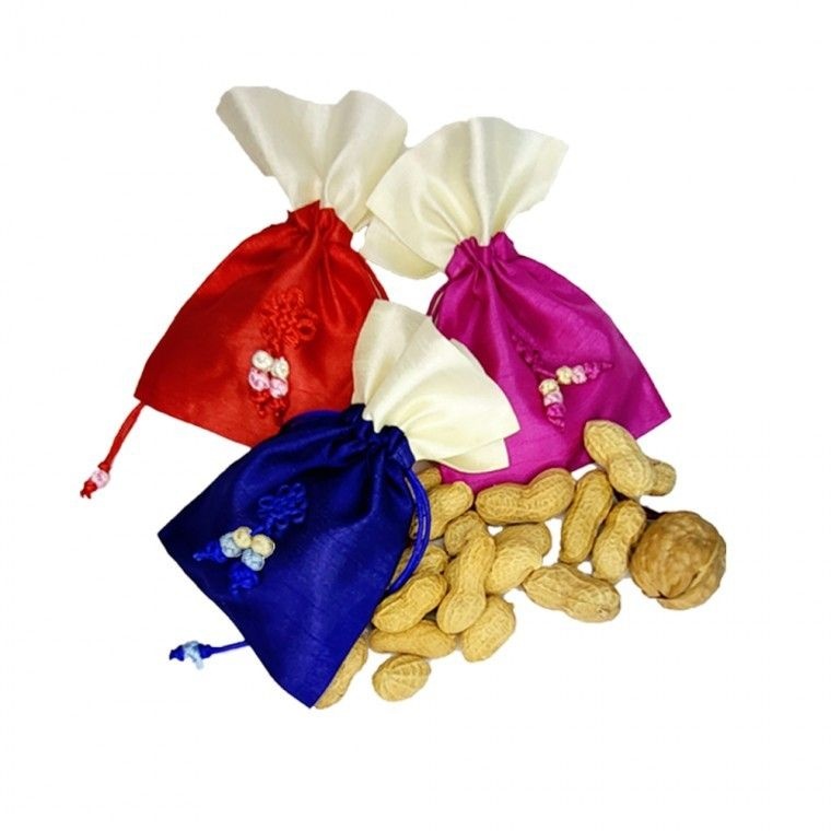 호두1알 + 피땅콩30g 실크사각주머니 견과류 부럼 정월대보름