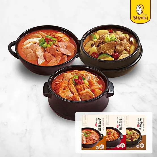 [APP전용][원할머니] 찌개 3종 4팩 골라담기_김치/된장/부대