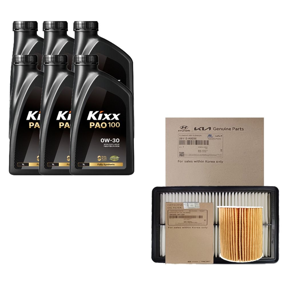 킥스 올뉴카니발(YP) 디젤 킥스 PAO100 0W30 6L 엔진오일 순정 필터 세트