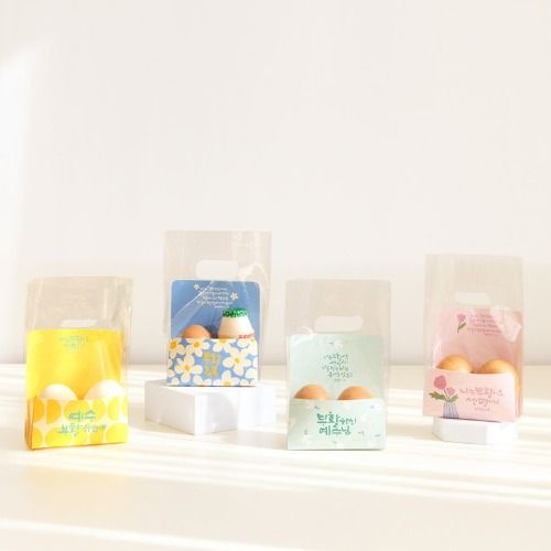 부활절계란꾸미기 부활절계란포장지 메시지손잡이비닐 디자인4종랜덤 5매1세트 부활절포장용품 부활절포장