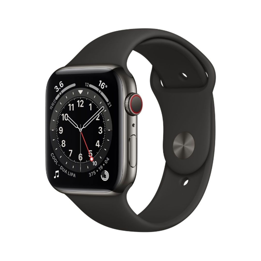Apple 애플워치6 44mm GPS+Cellular 그래파이트 스테인리스 케이스 블랙 스포츠밴드 M09H3KH/A [단순변심회수]