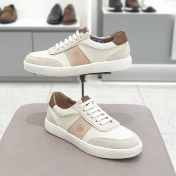 [롯데백화점] 닥스 남성 3cm굽 천연소가죽 베이지 밴딩끈 스니커즈 DOX2410601 KA31 NA LE1221265932