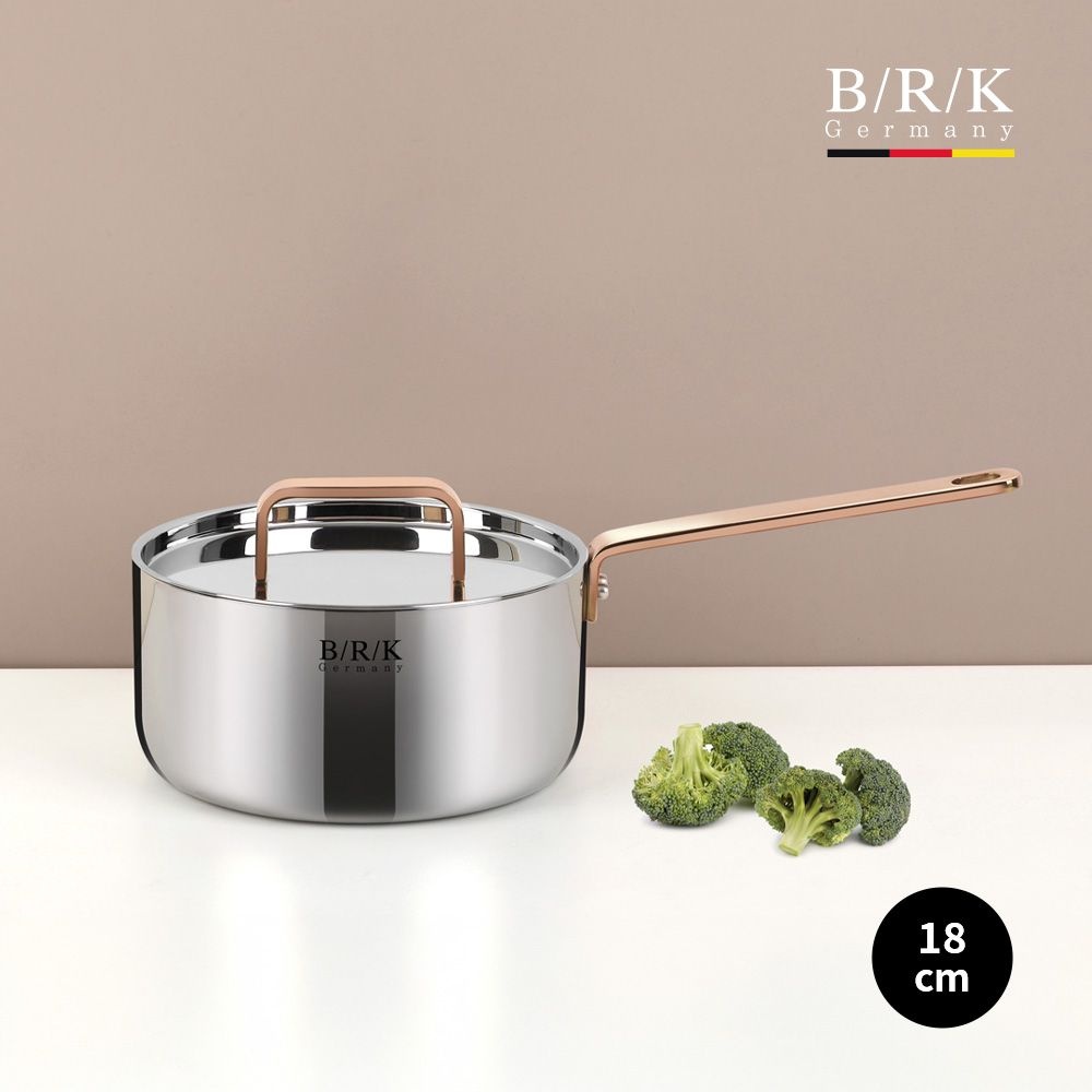 BRK [BRK] 로즈골드 통5중 스테인리스 스틸 편수 냄비 18cm