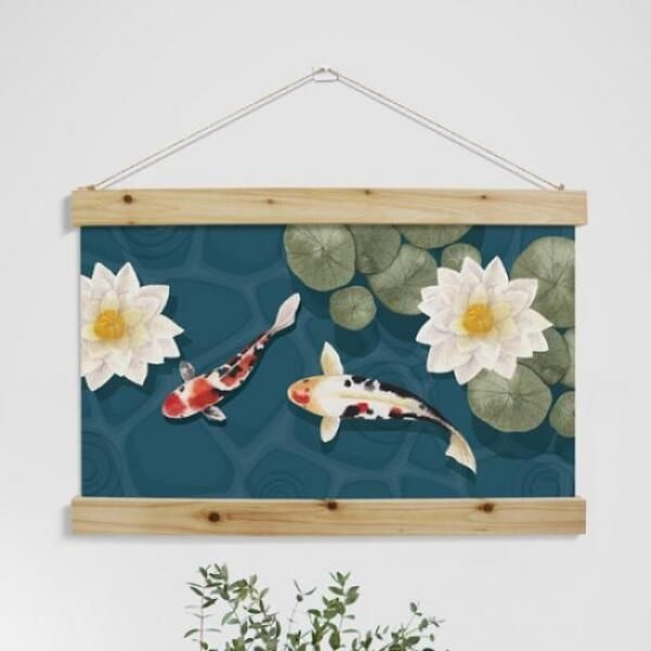 아트박스/꾸밈 pr967-우드스크롤_60CmX40Cm-부와성공의상징잉어