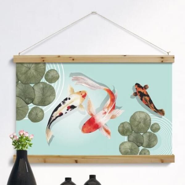 아트박스/꾸밈 pr968-우드스크롤_90CmX60Cm-부와성공의상징잉어