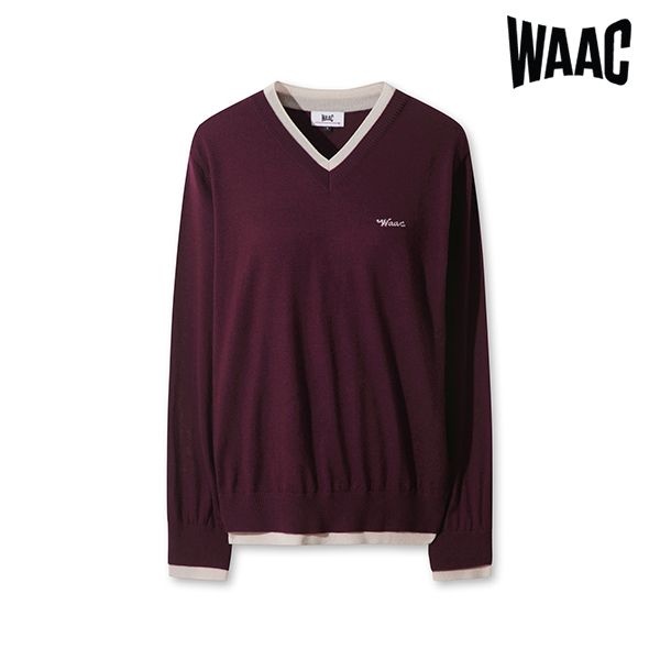 [롯데백화점] 왁 여성 더블 립 V넥 스웨터 WWWAA25624WIX