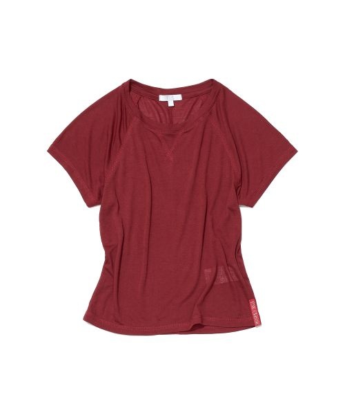 PARTIMENTO WOMEN 파르티멘토 우먼 3월 26일 배송 PWC 쉬어 레글런 스티치 숏슬리브 티 다크 레드