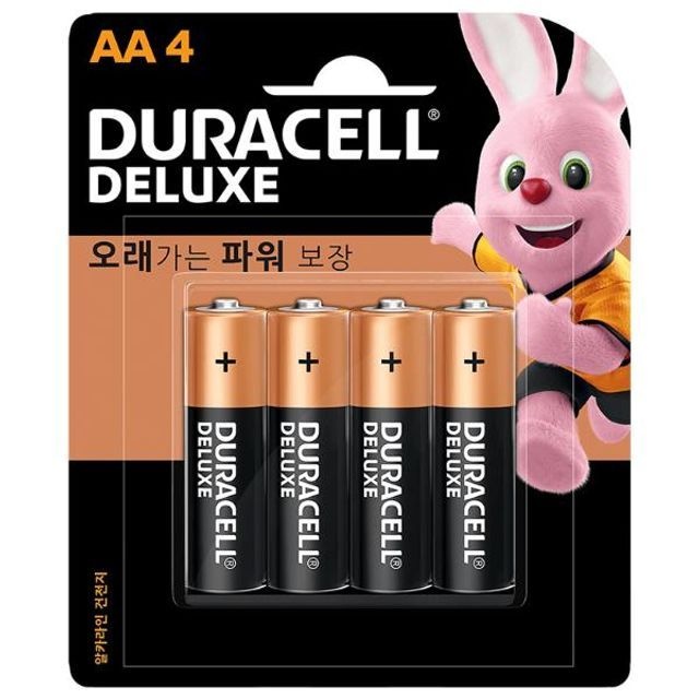 듀라셀 디럭스 알카라인 건전지AA 4입 사무용품 전산용품 건전지 배터리 충전지 일반건전지 AA건전지 AAA건전지