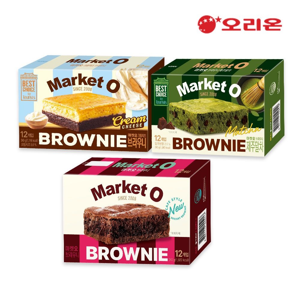 [오리온]오리온 마켓오 브라우니 초코 12P + 말차 12P + 크림치즈 12P (2세트 이상 구매 시 비쵸비 5P 증정) : 롯데ON