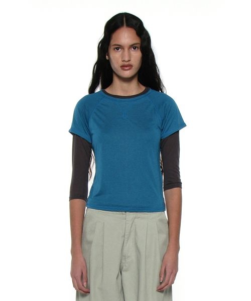 PARTIMENTO WOMEN 파르티멘토 우먼 3월 26일 배송 PWC 쉬어 레글런 스티치 숏슬리브 티 틸