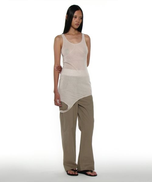 PARTIMENTO WOMEN 파르티멘토 우먼 3월 26일 배송 PWC 쉬어 트랜스폼 슬리브리스 드레스 라이트 베이지